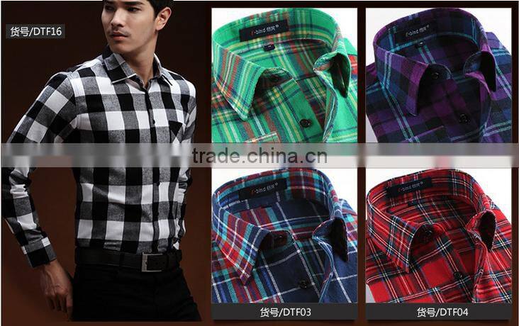 2016 new long sleeve shirt models european plaid man shirt