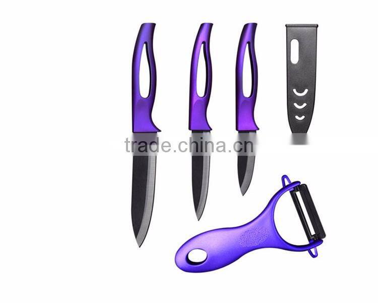 2017 New High Quality Bamboo Handle Ceramic Knife Blade Black Suit Exquisite Kitchen Knife With Holder