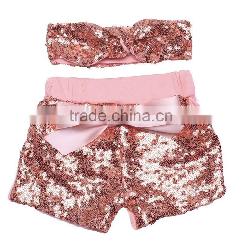 Girls Sequin Shorts SET Girls Birthday Shorts Baby Shorts and Headband