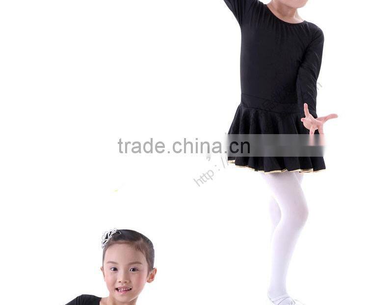 Child Kids Spandex Long Sleeve Latin Dance Dress Girls Fancy Dance Stage Costumes Performance Dress