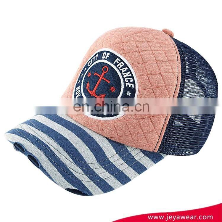 2017New fresh custom high quality spandex mesh trucker cap hat snapback cap with washed broken brim