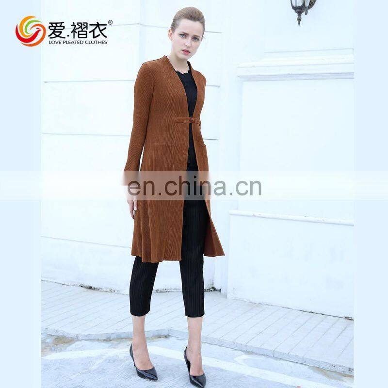 New European style coats autumn long overcoat ladies without clothes with buttons