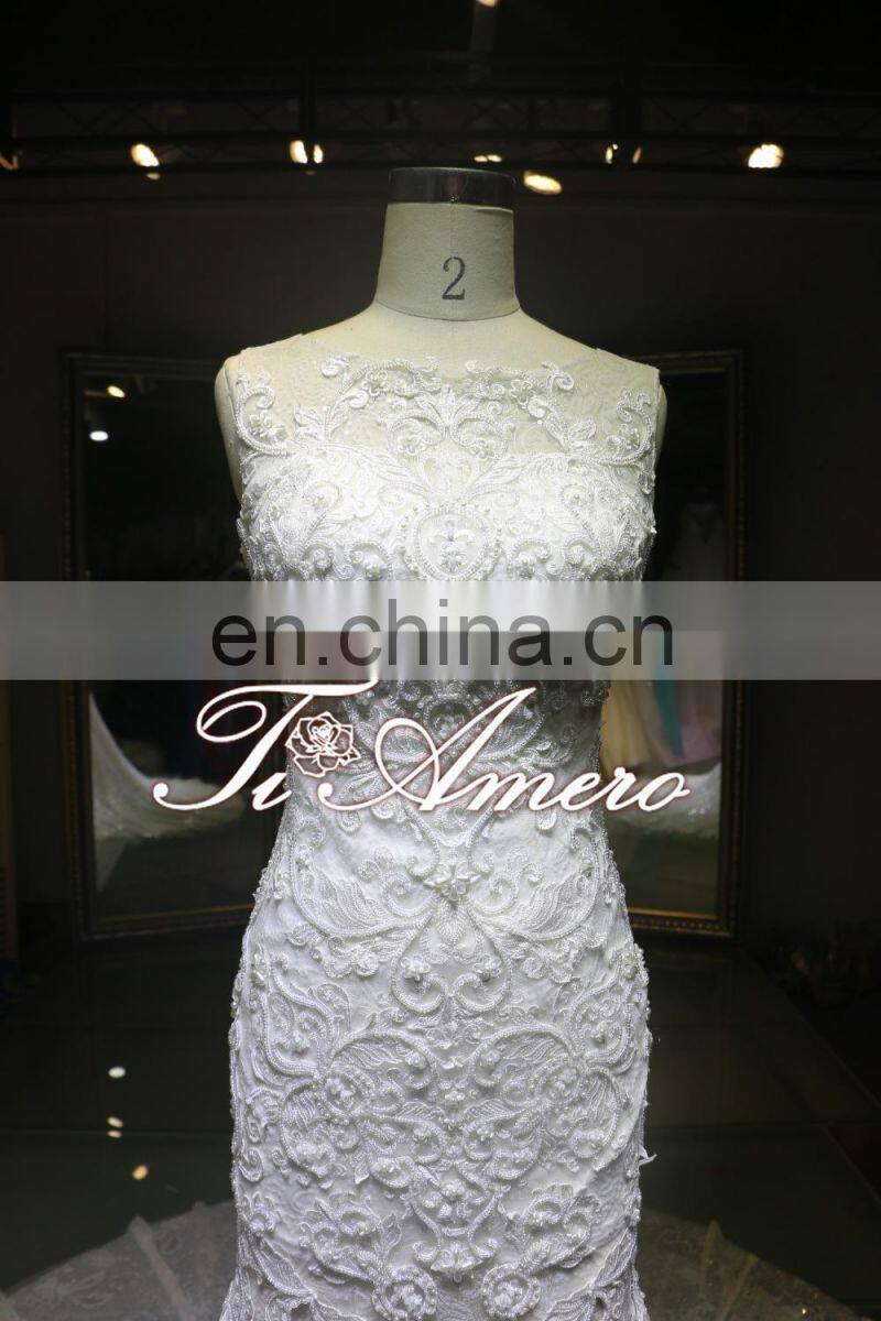 Complicated Handcraft Luxury Beaded Long Train Mermaid Corset Wedding Dress For 2016