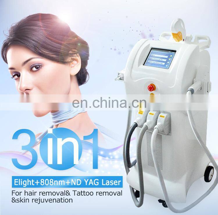 Best beauty professional 3 in 1 multifunction elight shr diode laser 808nm hair removal nd yag laser machine