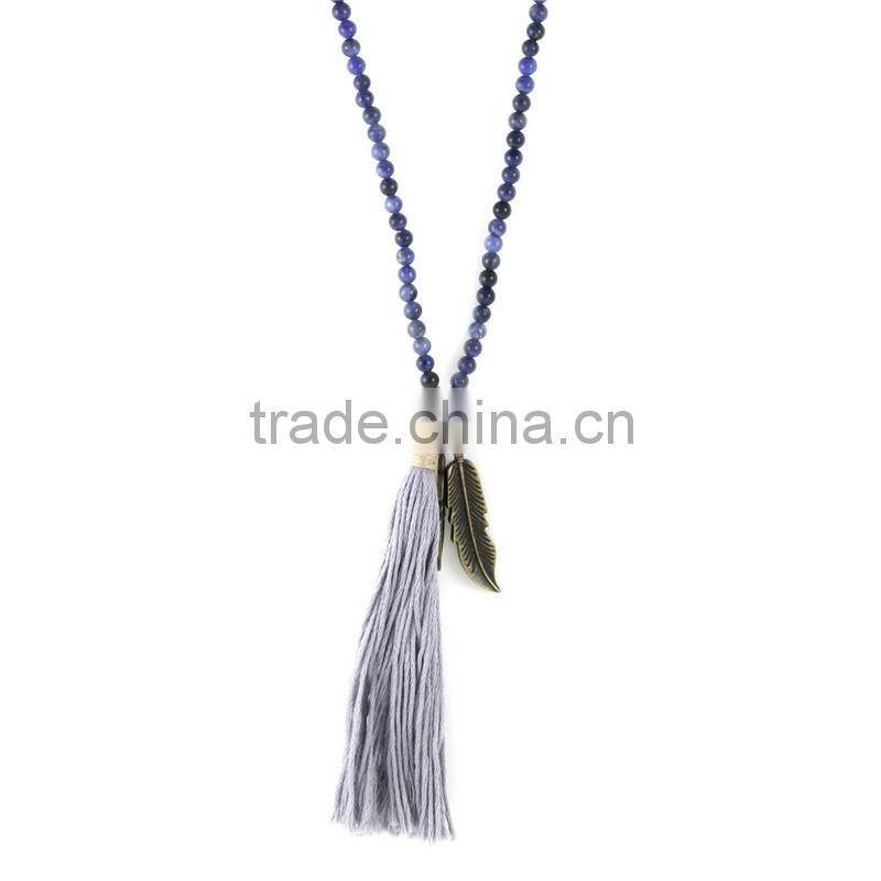 DY103 2016 wholesale feather tassel bead necklace