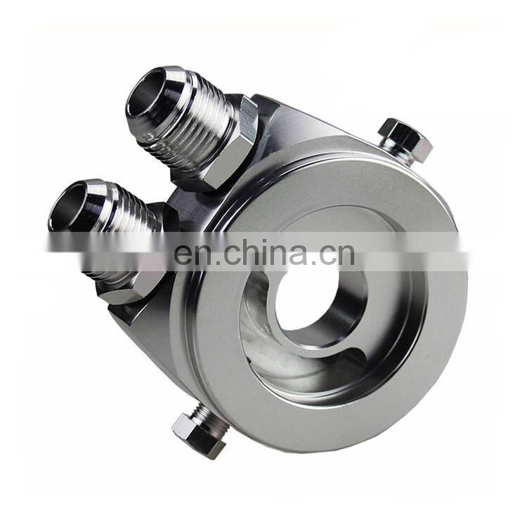 Oil cooler sandwich adapter plate with thermostat and adapter thread AN8 3/4-16UNF M20x1.5