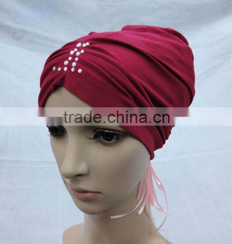 A455 FASHION TWO PIECES HIJAB;MUSLIM TURBAN WITH Czech Rhinstone