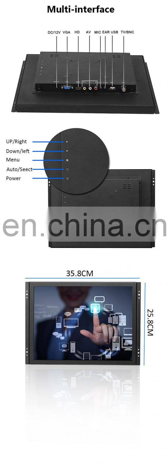 15 inch Desktop Open frame Monitor HD Gaming Computer China TV Price Cheap with 15inch Metal case