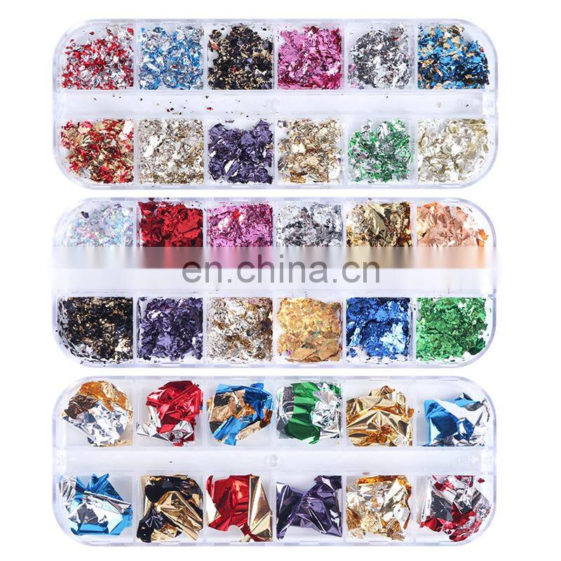 Hot Sell Nail Art Foils Sticker Metallic Gold Silver Color Nail Flakies 3D Nail Art Decorations