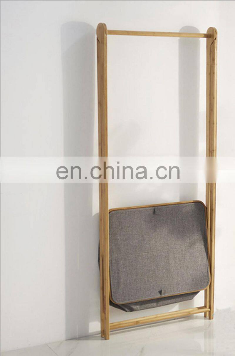 Eco-friendly Bamboo storage stand rack Hat Coat Hanger Rack with cloth Storage box