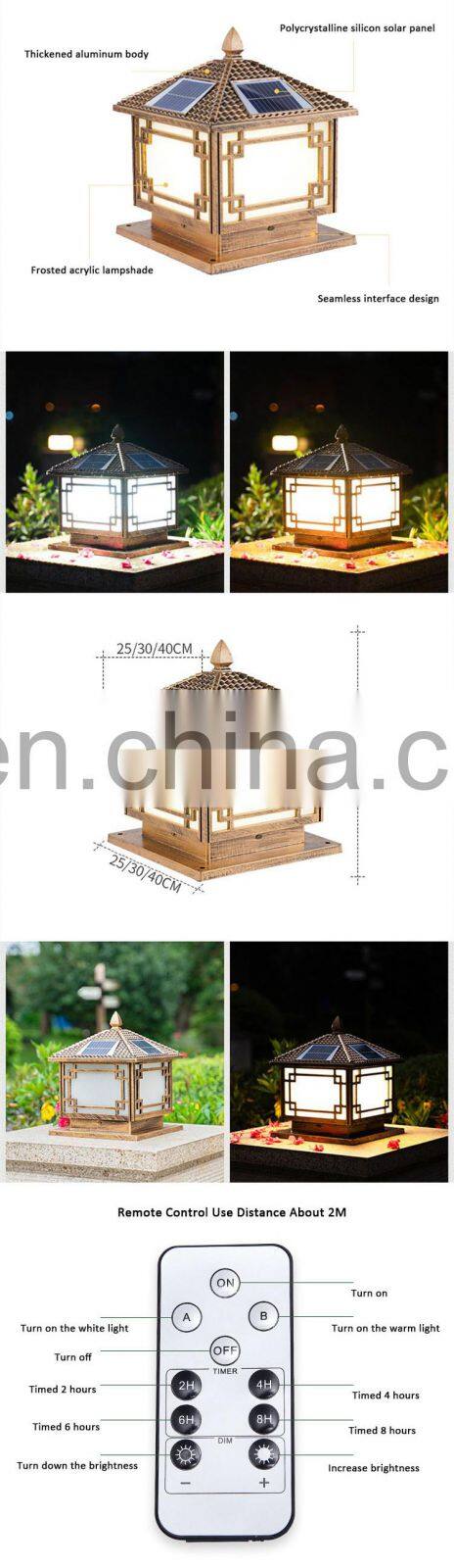 Outdoor LED Solar Pillar Post Lights Garden Decor Solar Fence Main Gate Light
