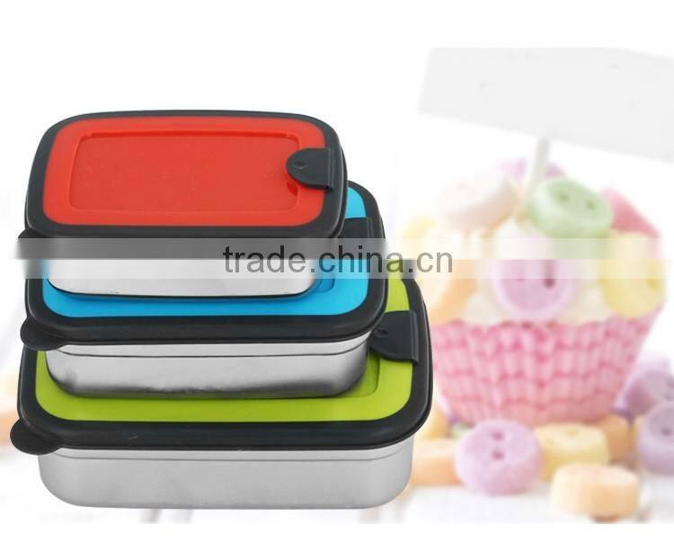 Caitang factory stainless steel 3pcs set food storage containers lunch box