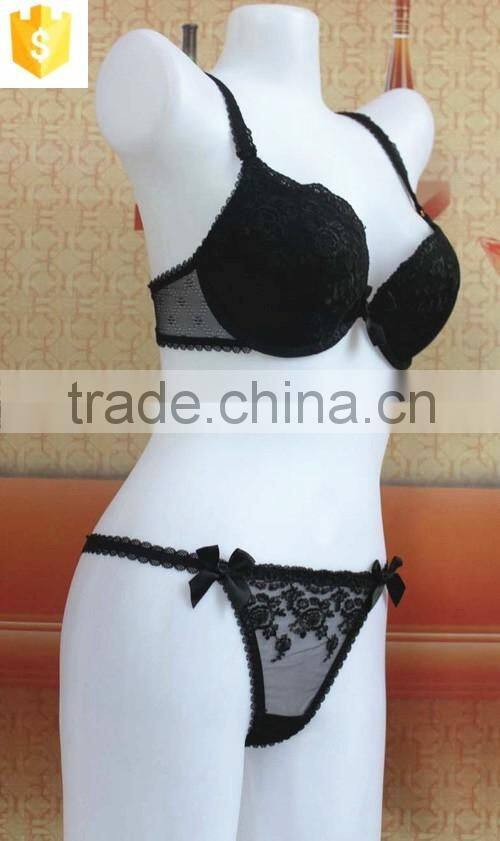 2016 sexy tranparent printing mesh padded cup bra panty sets for women