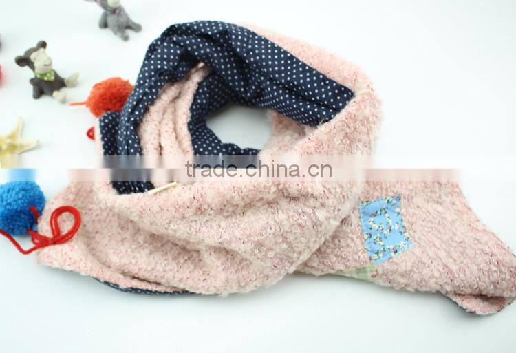 Fashion Cute Small Square Cloth Sewed Two-layer Pom Pom Style Boys Girls Baby Winter Scarf