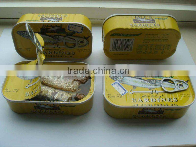 canned sardines in oil 125g with high quality