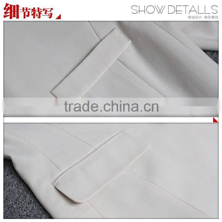 2014 Latest designer elegant quality white single breasted long sleeve fashion suit jacket women D31