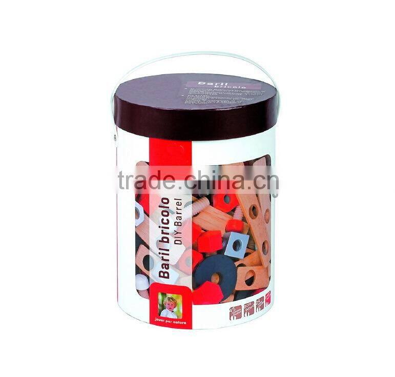 2015 New Brand Janod DIY Barrel Construction Set Wooden Educational diy Children Game of High Quality