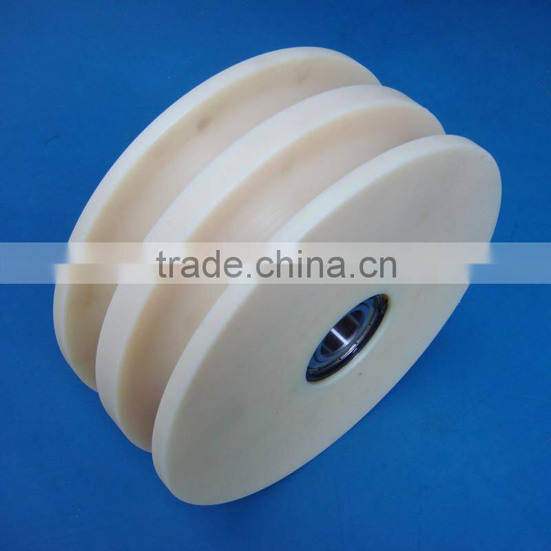 natrual molding injection CNC machining Nylon polyamide PA6 pulley wheels with bearings manufacturer