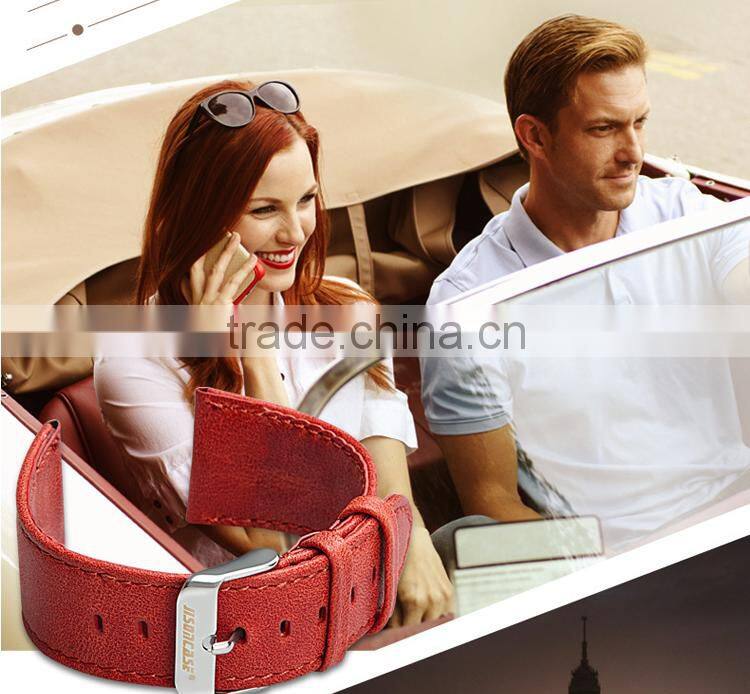 Leather Watchband Strap Replacement iWatch Wristband Link Bracelet with Secure Metal Clasp Buckle for Apple Watch