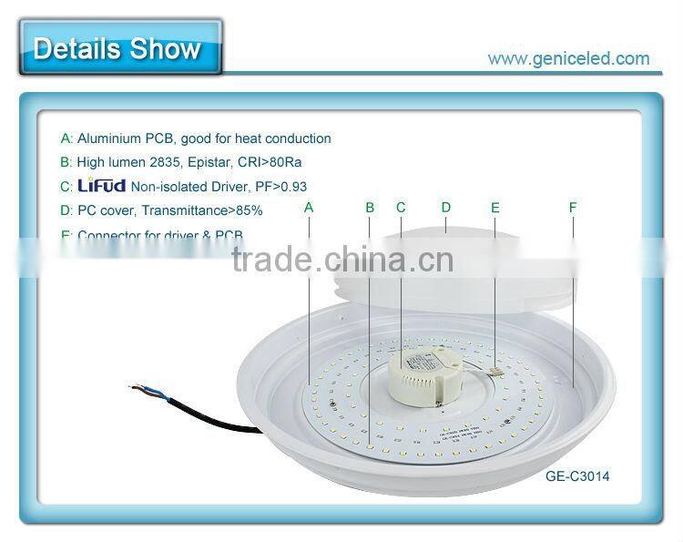 Round ceiling light energy saving 14w led lamp with white color