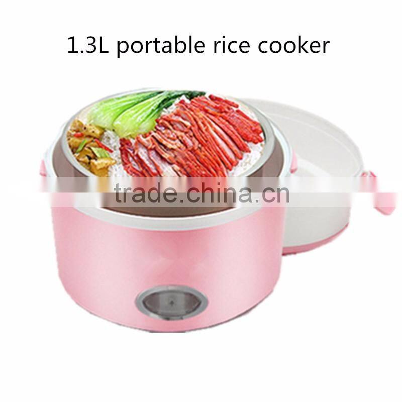 2016 Newest 1.3L Portable Lunch Box Electric Rice Cooker Stainless Steel 2 Layers Steamer