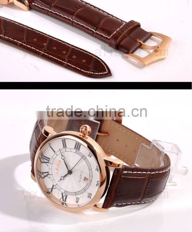 Newest Leather Strap Men Wrist Watch Gift KING SILIVER