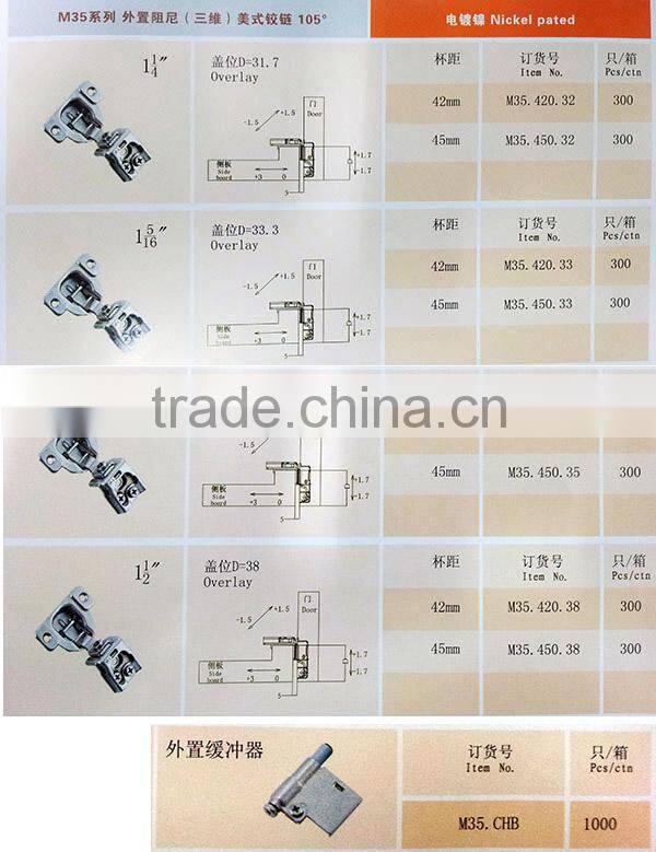 Hot sale high quality iron 180 degree cabinet hinges