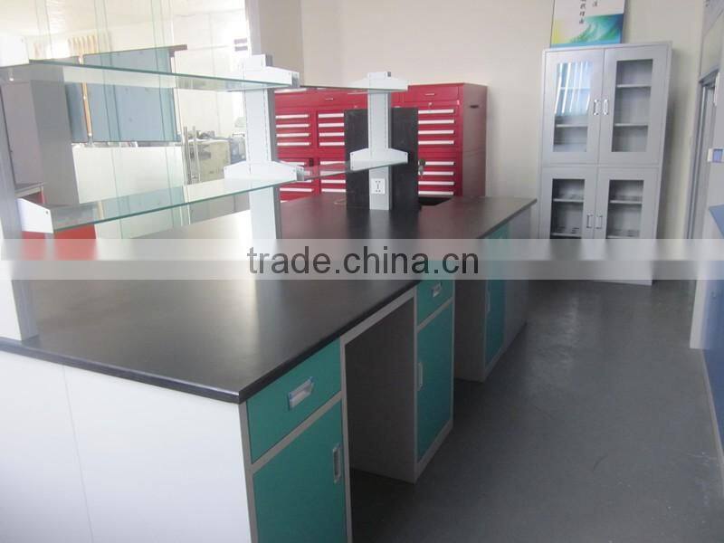 steel structure laboratory central bench with epoxy tops