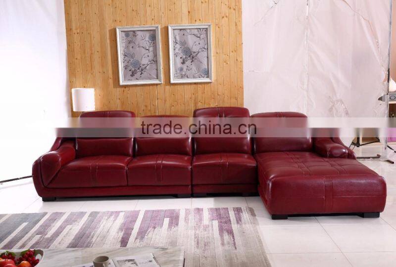 living room leisure setion leather sofa, comfortable sofa