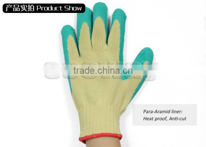Seeway High Quality Industrial Green Latex Palm Coated Aramid Liner Cut resistant Gloves With Best Price