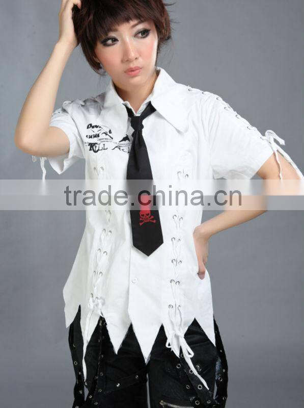 GLP PUNK Britpop interesting skeletons heat press shirt with tie 71247