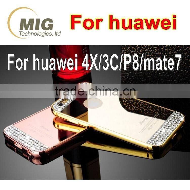 For iphone mobile phone accessory mirror back electroplating border phone case for apple iphone 6 6s plus