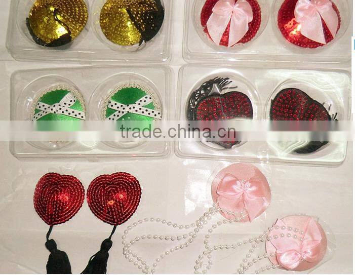 Tassel Lingerie Sexy black sequin concaved Nipple Cover For Women