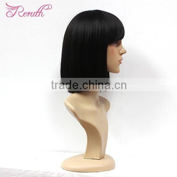 Fashion black short bob style cheap full lace human hair wig