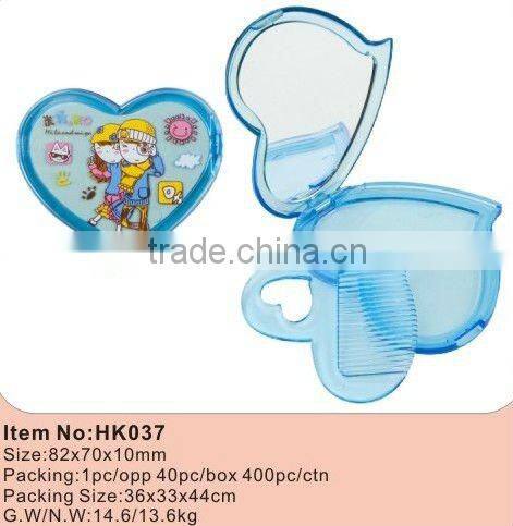 Popular round plastic foldable comb with mirror