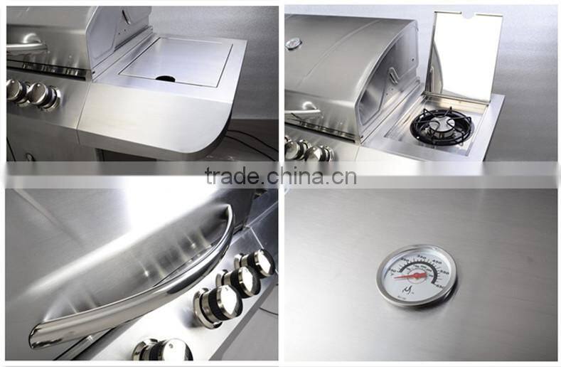 Simplified large cooking area stainless steel outdoor grill