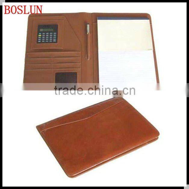 Zipper multifunction pu leather caculator business manager portfolio folder