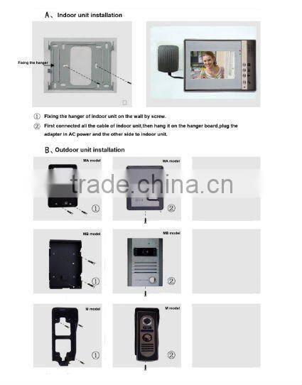 CA803+VD202 7'' Wired Color Video Door Phone