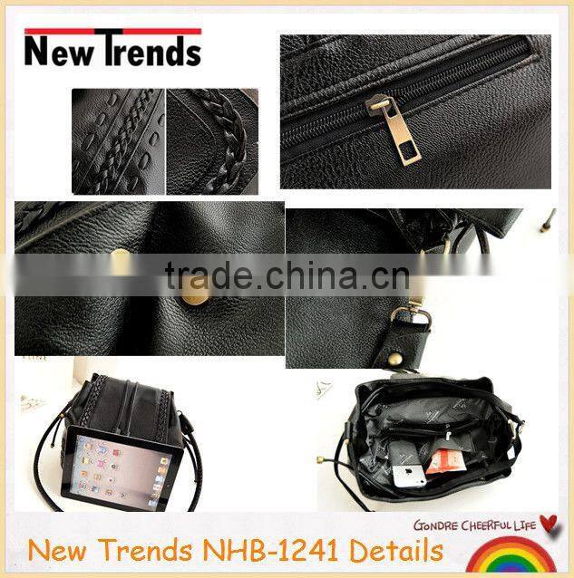 Cream braid PU bag and the tassels