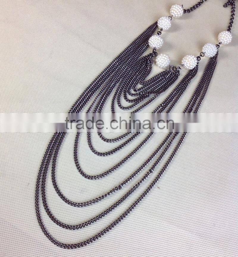 European And American Big Exaggerated Multilayer Gun Black Alloy Key Chain Long Necklace