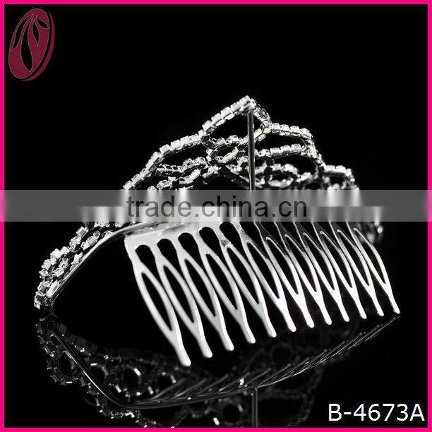Decorative Miss American Hair Piece Crown Metal Rhinestone Crown Tiara