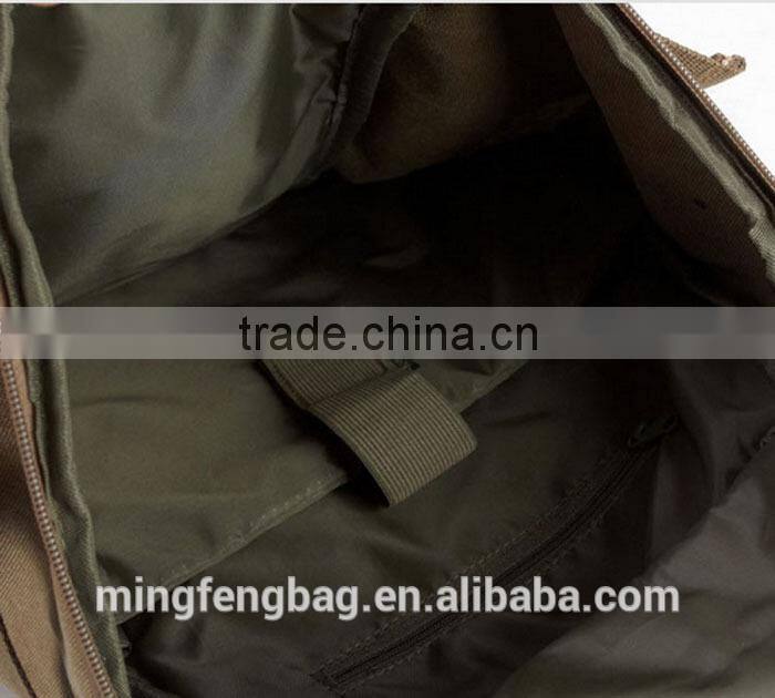 Men Vintage Canvas Leather Hiking Travel Cylinder Messenger Tote Bag Backpack