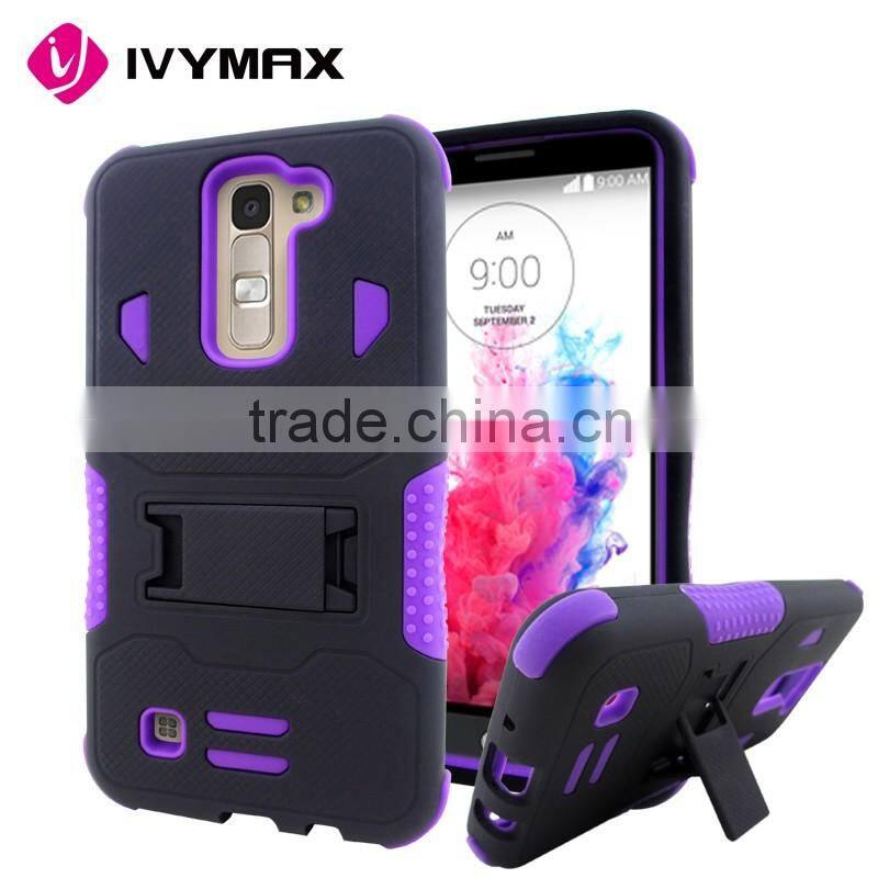 Phone case manufacture for LG k7/tribute 5/ls675 hybrid armor combo case with stents