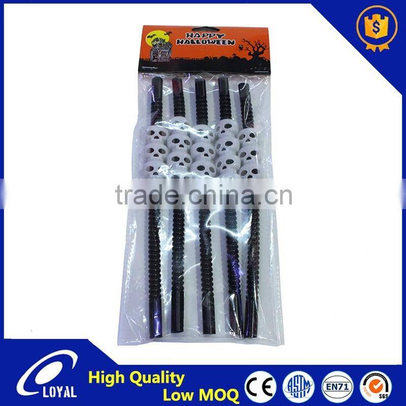 Halloween Skull Drinking Straw Crazy Plastic Flexible Drinking Straws With Skull
