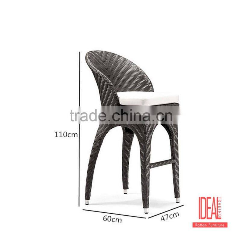 High back american style outdoor bar chairs with backrest rattan garden stool