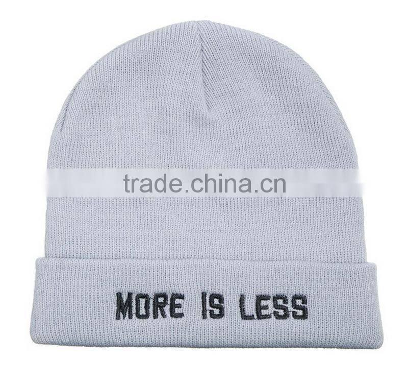 100% acrylic promotion hat beanie with logo embroidery on the rolled cuff