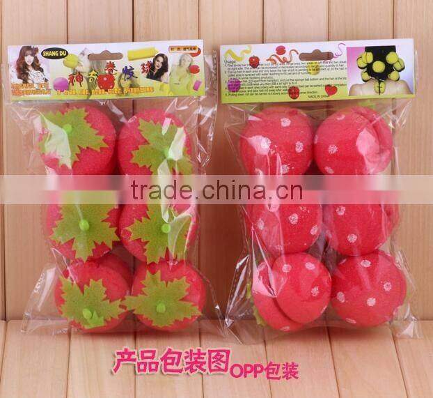 DIY Sponge Hair Curler hair roller set/ cute and beauty strawberry hair curler/ DIY magic hair curler