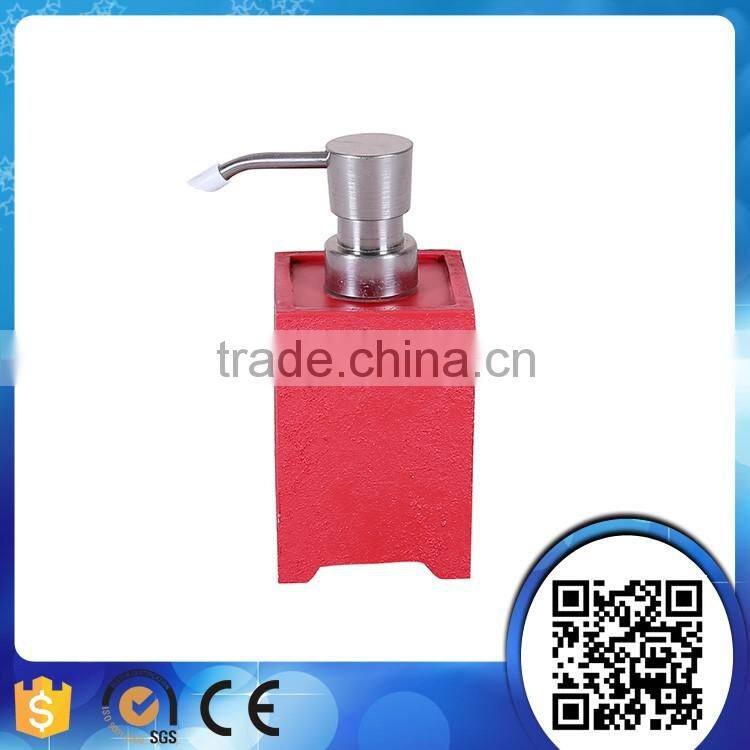 Wholesale resin red square bathroom accessories set with soap dish lotion dispenser