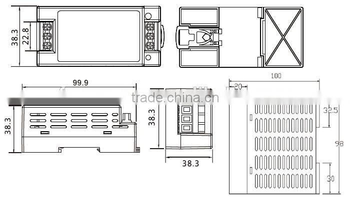 Mini Din-Rail Switch Power Supply 50W 24Vdc 2.1A transformer 100-120VAC or 200-240 VAC input