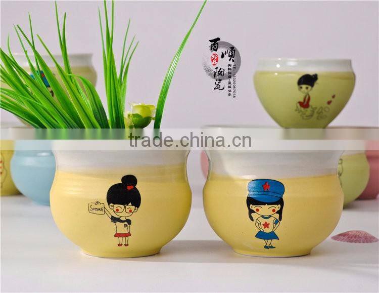 hand painting ceramic flower pot outdoor